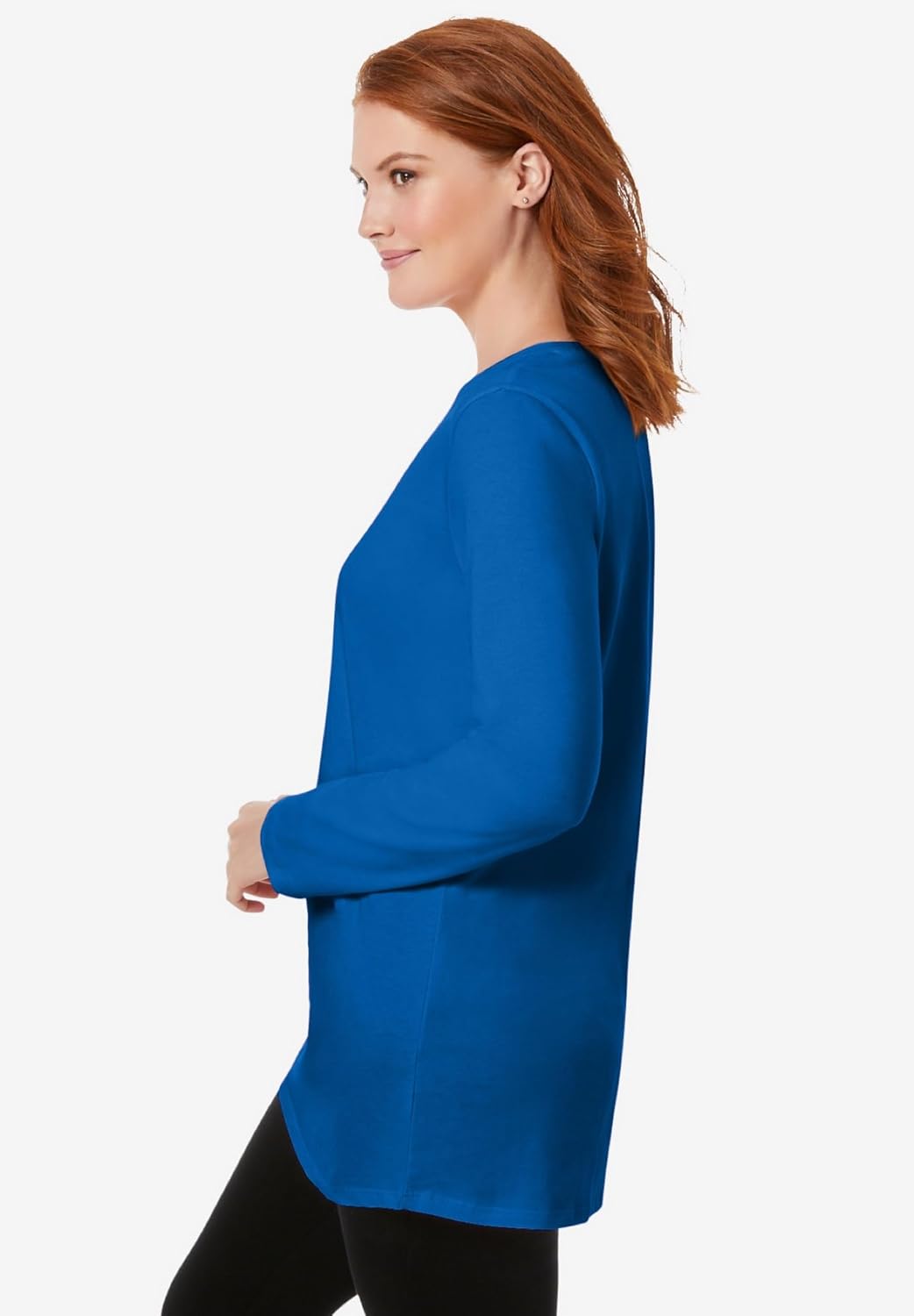 Woman Within Plus Size Perfect Long-Sleeve Crewneck Tunic - Image 3