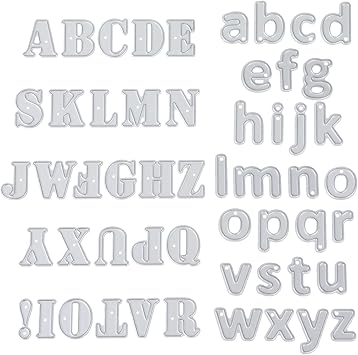 Amaxiu 53 Pcs Alphabet Cutting Dies, Metal Letters Stencil Die Cuts Embossing Template Card Making Supplies for Scrapbook Cards Album DIY Crafts Halloween Christmas DecorUppercase+Lowercase
