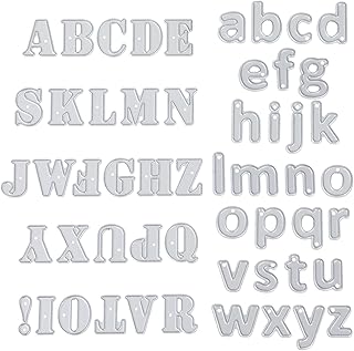 53 Pcs Alphabet Cutting Dies, Metal Letters Stencil Die Cuts Embossing Template Card Making Supplies for Scrapbook Cards Album DIY Crafts Halloween Christmas Decor(Uppercase+Lowercase)