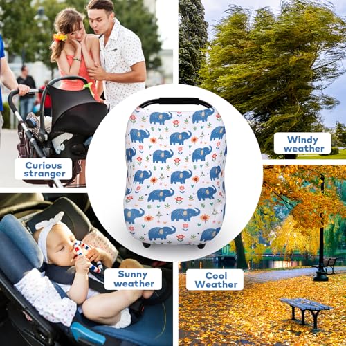 Image of Rquite All-in-1 Car Seat Cover Baby, Carseat Covers for Girl Boy, Stretchy Soft Infant Car Seat Cover, Multi-use Baby Carrier Cover, Car Seat Canopy, Stroller Sun Shade, Nursing Breastfeeding Cover