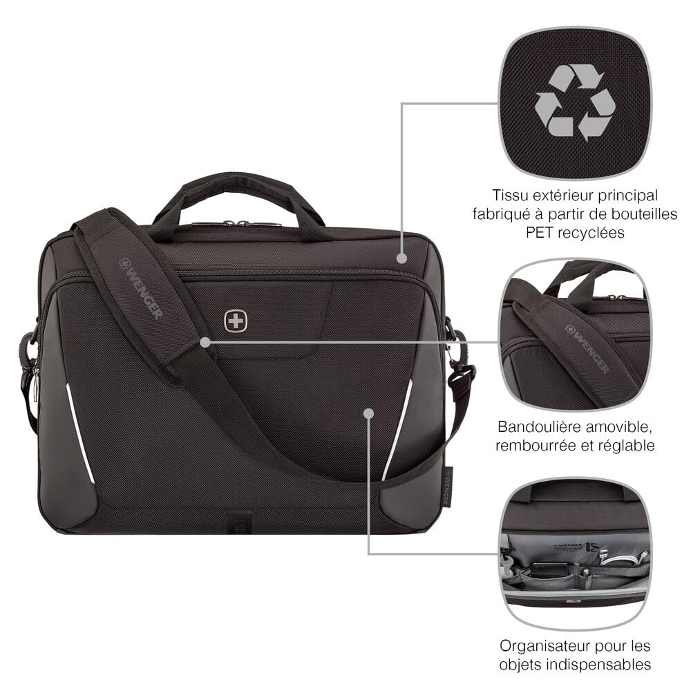 Wenger, XE Brief 17, 17" Laptop Briefcase with Tablet Pocket, Black, Rouge (Digital Red), 15,6", Décontracté