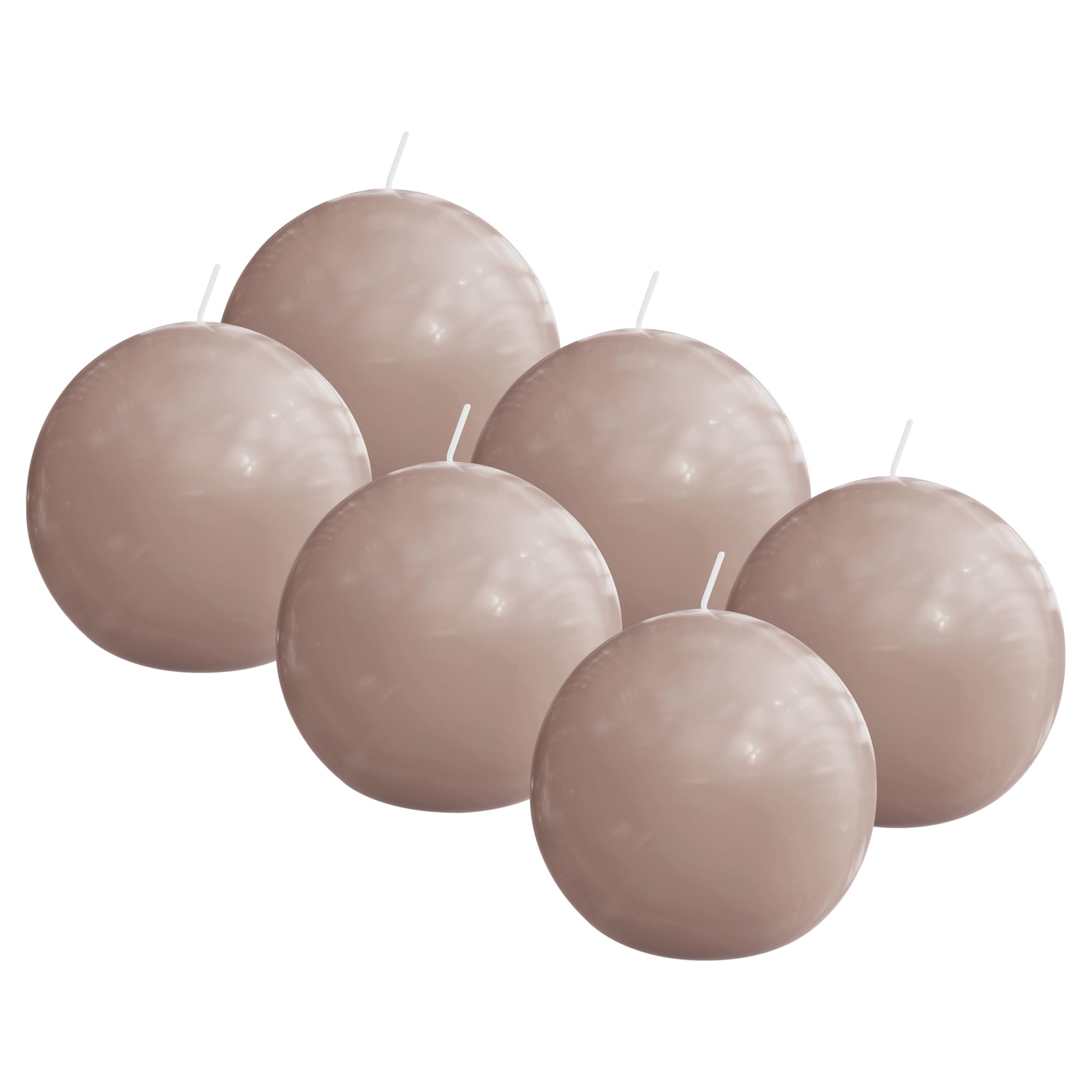 Bolsius - Smooth Ball Candle - Light Pink - Glossy - 2.8 in - Pack of 6-16 Hours - Decorative Candles - No Palm Oil - with Natural Plant Wax