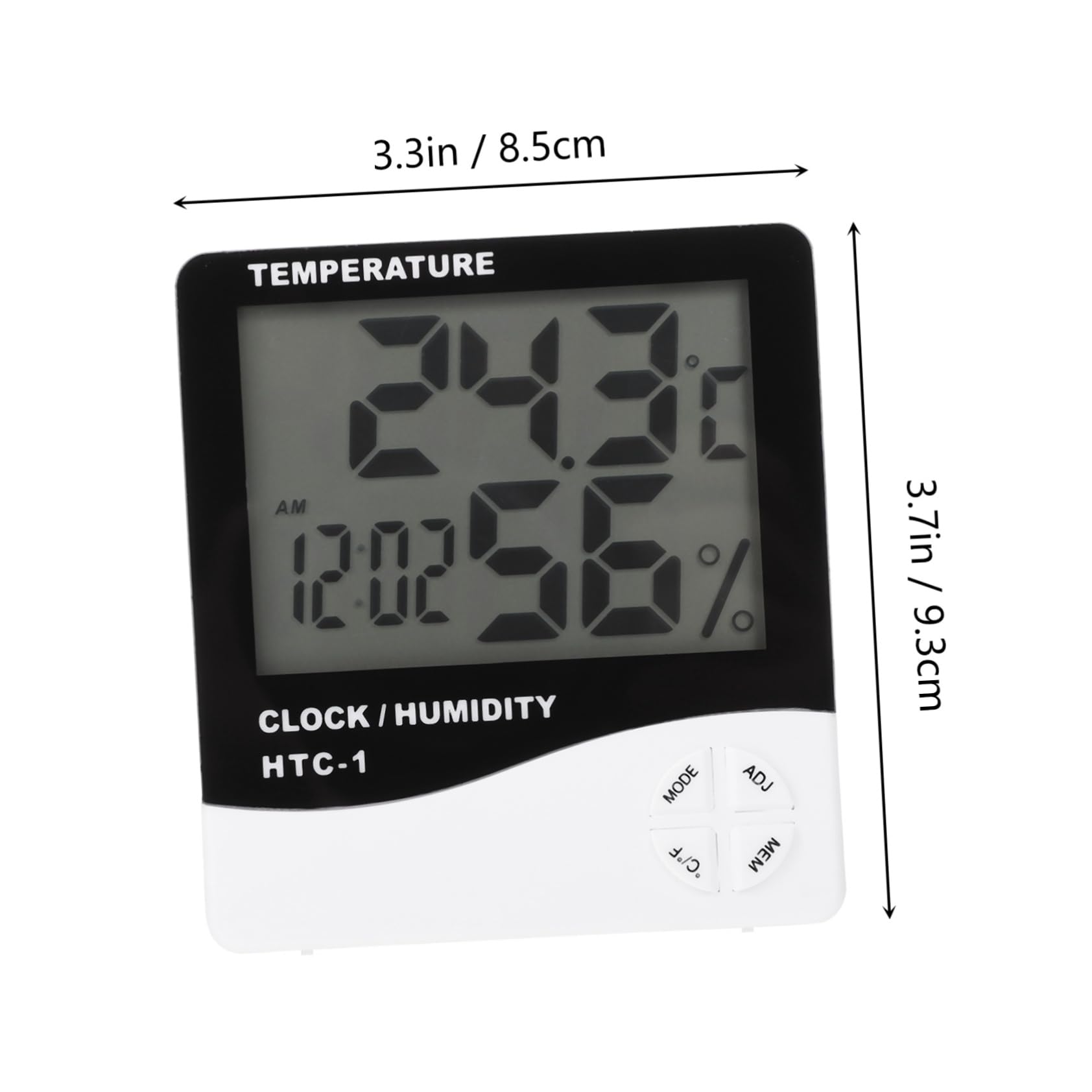 PRETYZOOM 1pc Indoor Clock Humidity LCD Screen for Home Office Kitchen No Battery Included