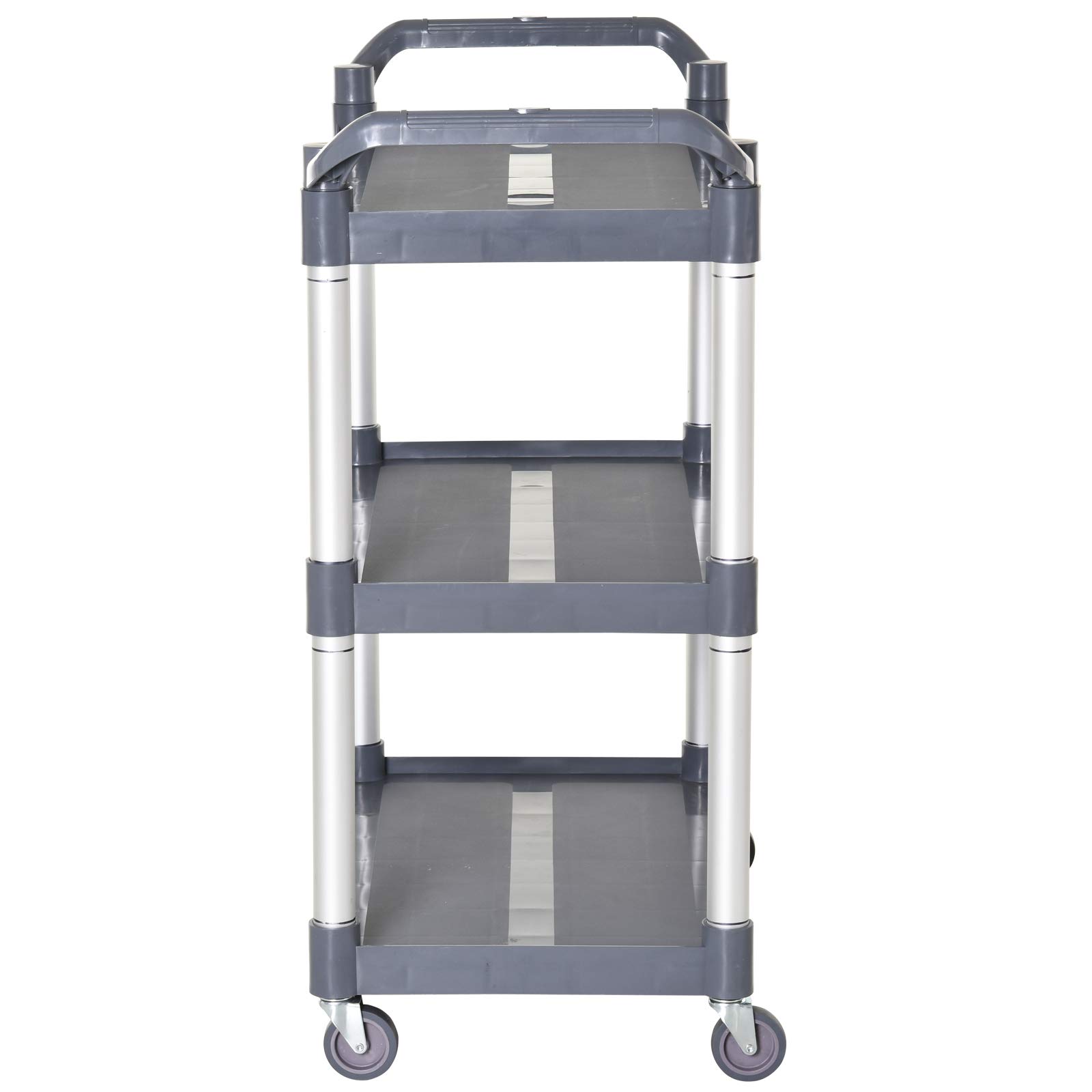 HOMCOM Carrello da cucina in lega di alluminio con ruote Carrello da cucina a 3 livelli Carrello portaoggetti carico 105 kg per Sala da pranzo Bagno 88x44x93 cm Grigio