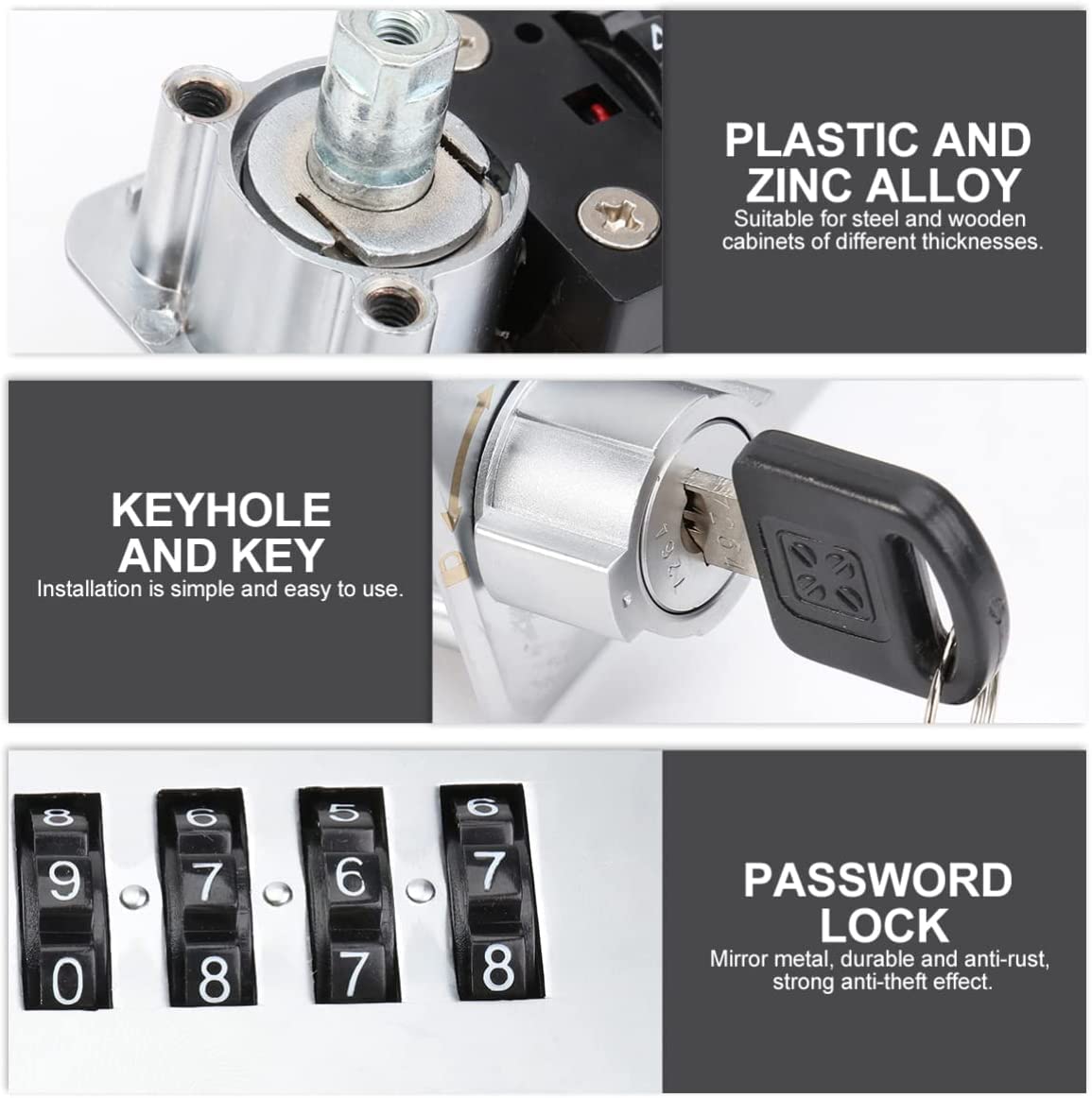 Candado con cerradura de combinación, cerradura codificada for equipaje, candado con código, dial de metal for exteriores, candado for candado, cajón, leva, dígitos, escuela fija con casillero, puerta