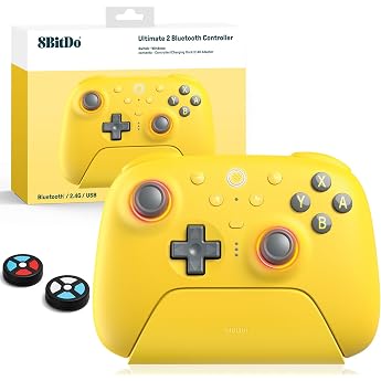 8Bitdo Ultimate 2 Bluetooth Controller F&uuml;r Switch 2, Switch, Windows-PC, TMR-Joystick-Update, RGB-Feuerring, Umschaltbare Hal