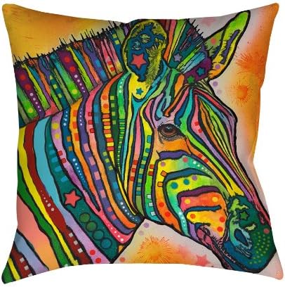 Manual Woodworkers & Weavers Square Throw Pillow, 14-Inch, Neon Zebra