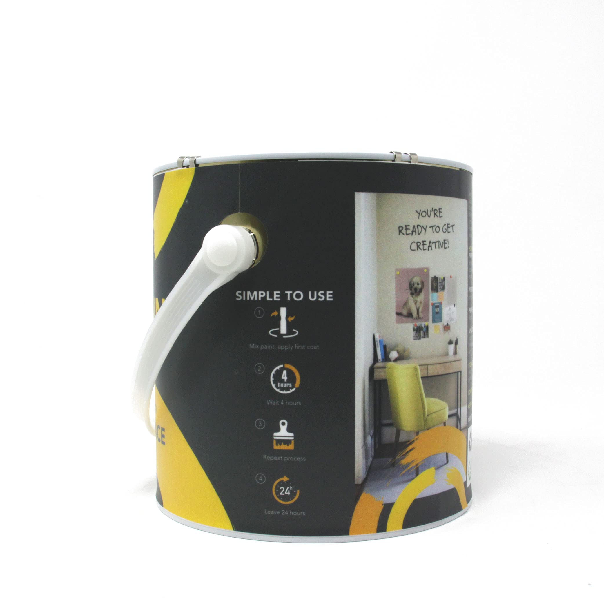 Ferropaint® Charcoal Magnetic Lack Für Wände, Schlafzimmer, Büro, Küche, Spielzimmer, Klassenzimmer, Diy und Renovierung - 2,5 Liter - 5 Dosen