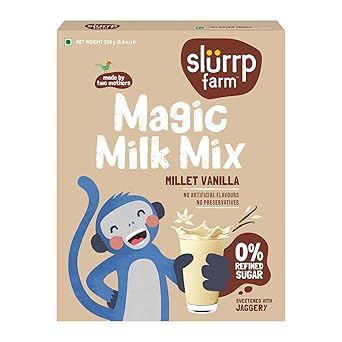 Slurrp Farm No Sugar Vanilla Nutrition Powder Milk Mix, Sweetened with Jaggery Powder, Contains Jowar and Oats, With 10 Essential Nutrients, 250 gms - image, photos