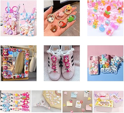 Miniatura 3 de 50 piezas de dijes de slime aleatorios a granel, suministros de manualidades  resina con parte trasera plana para manualidades de álbumes de