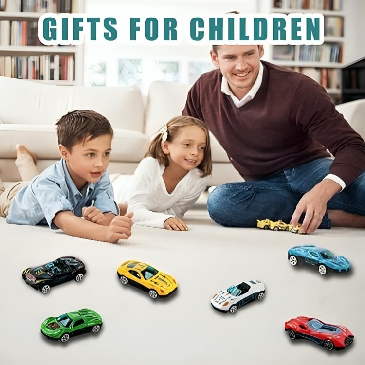 Image of Galaxy Hi-Tech Sports Car Set of 6 Mini Metal Cars Set Push N Go 6 Pcs Vehicles, Racing Cars Play Set for Toddlers,Boys Die-Cast Car Set, Cake Decorations Topper Birthday Gift
