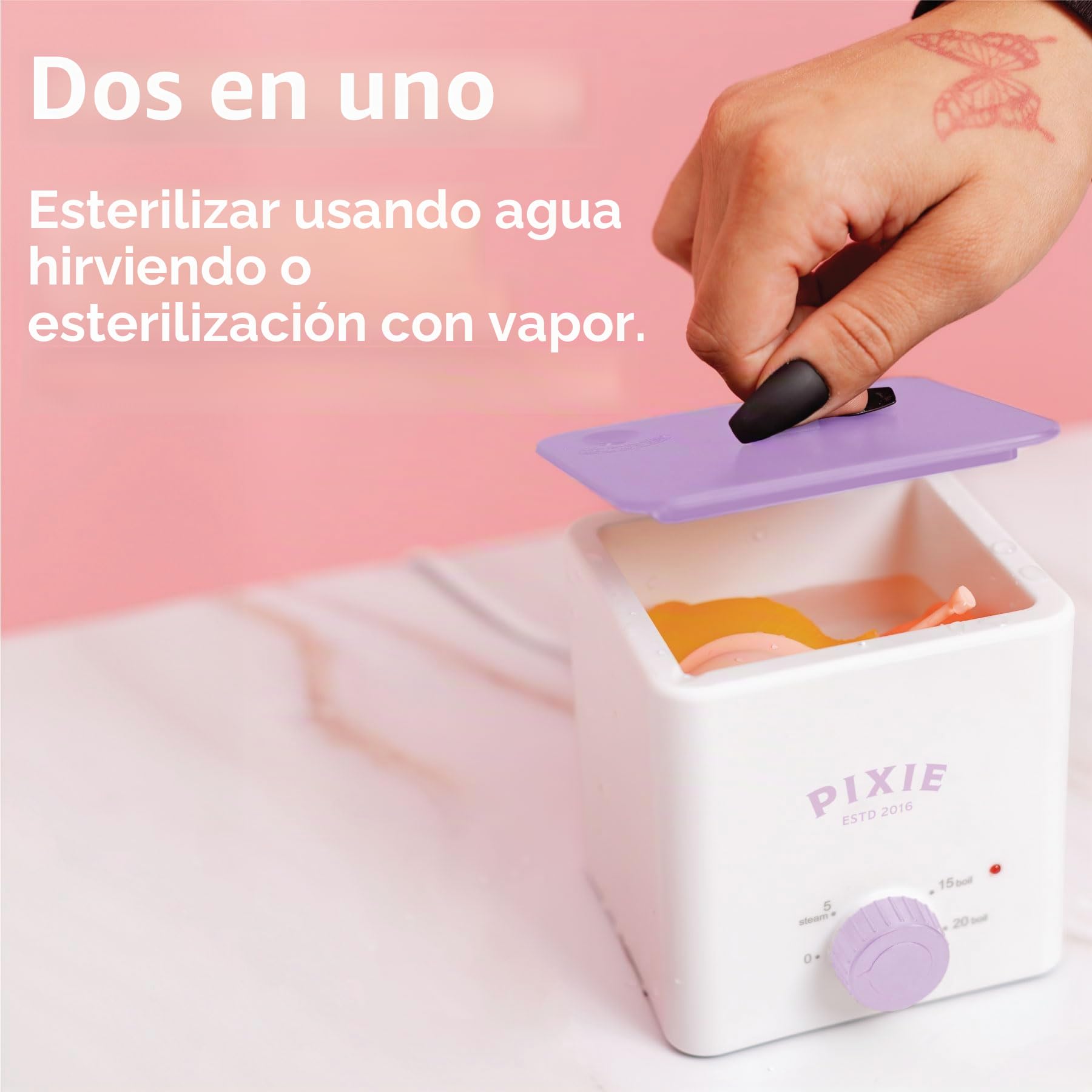 Pixie Menstrual Cup & Disc Boiler Sterilizer - Easily Clean Your Period Cup in Boiling Water! Kills 99.9% of Germs with Cleaner Solution for Feminine Care