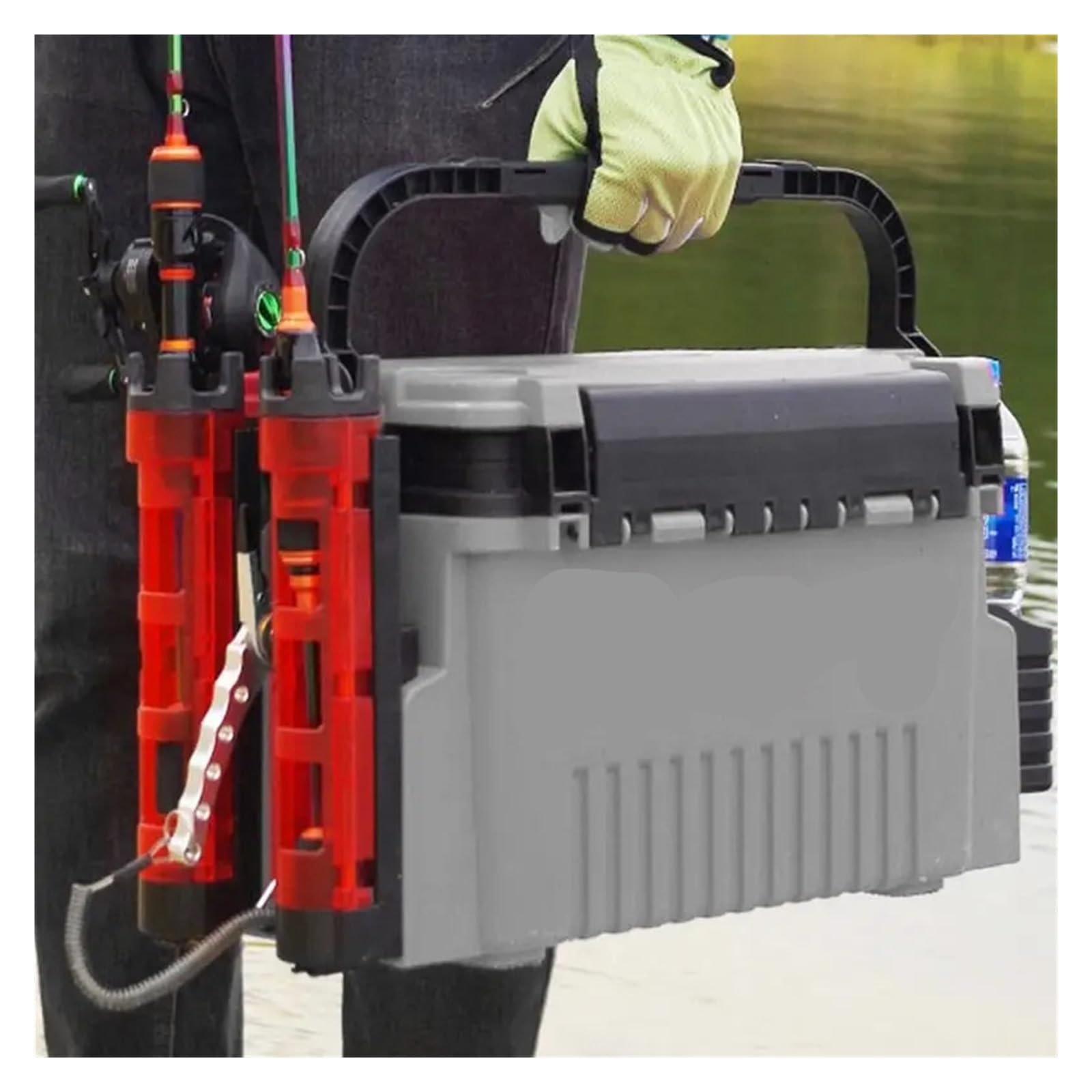 Scatola for Attrezzi da Pesca, Valigia Porta Attrezzi da Pesca, Scatola da Pesca A Doppio Strato, Porta Canna da Pesca, Porta Bicchiere, Accessori da Pesca per ami, Esche