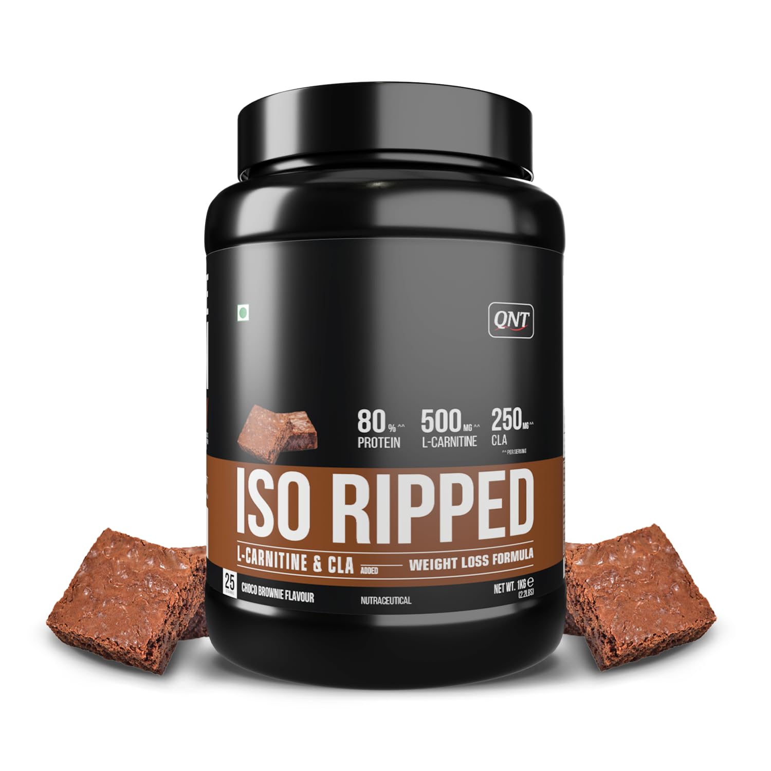ISO Ripped Whey Protein Isolate Powder | With L-Carnitine & CLA | 32g Pure Whey Isolate per Serving | Supports Lean Muscle Growth & Weight Loss | Choco Brownie Flavor, 1 Kg