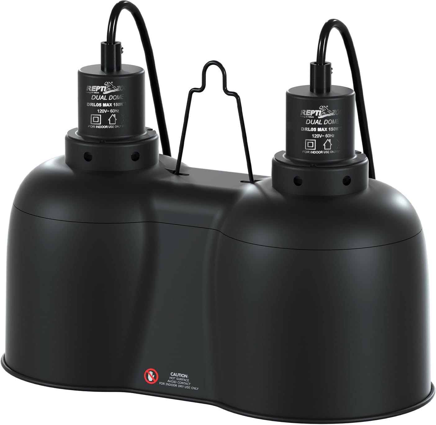 REPTI ZOO Dual Reptile Light Fixture, Max 150W Dual Dome Heat Lamp Fixture with Independent Switches Reptile Tank Accessories UVB Light Fixture (Bulb Not Included)