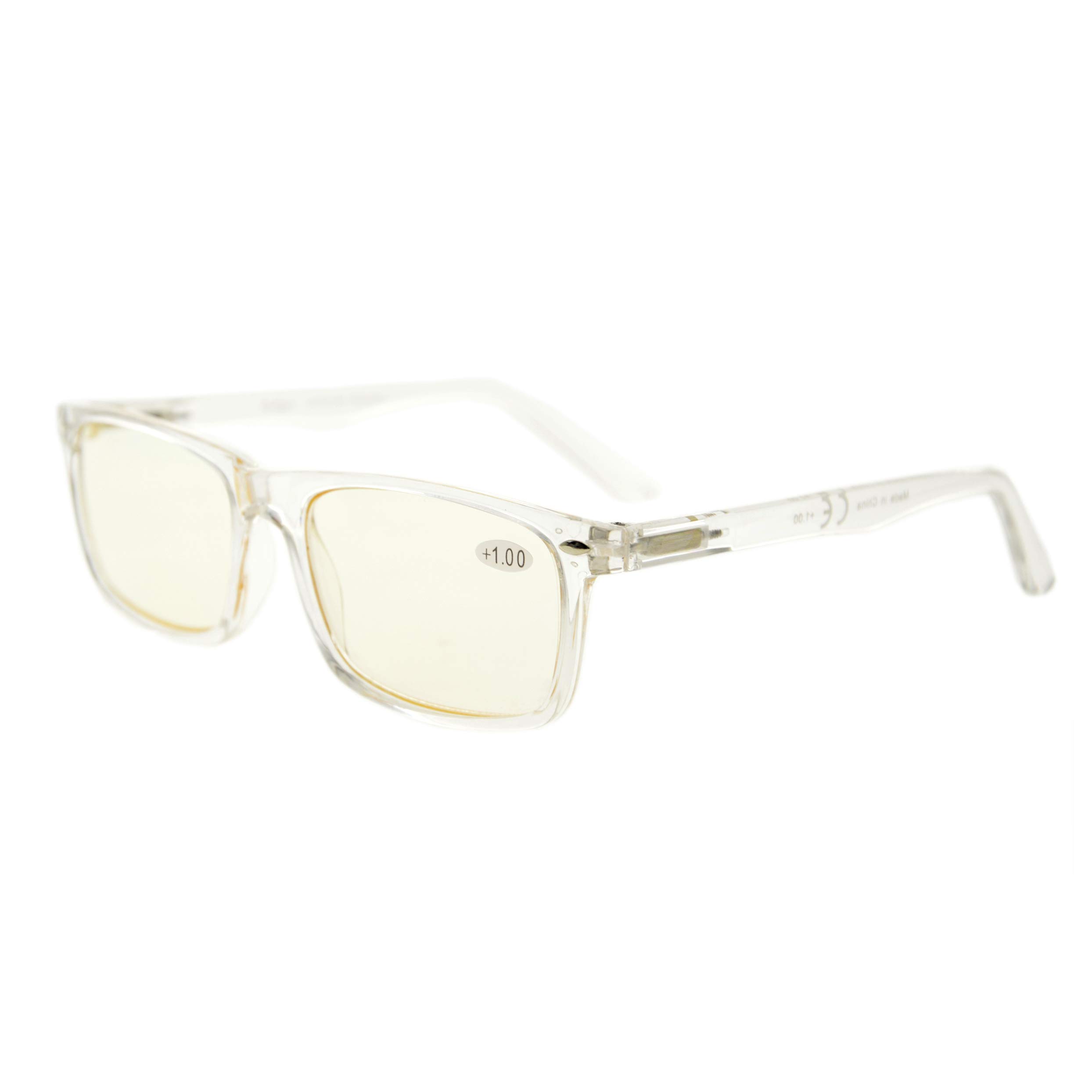 Eyekepper Stylish Look Grystal Vision Comfort Spring Hinges Reading Glasses Computer Readers Mens Women Transparent +1.00