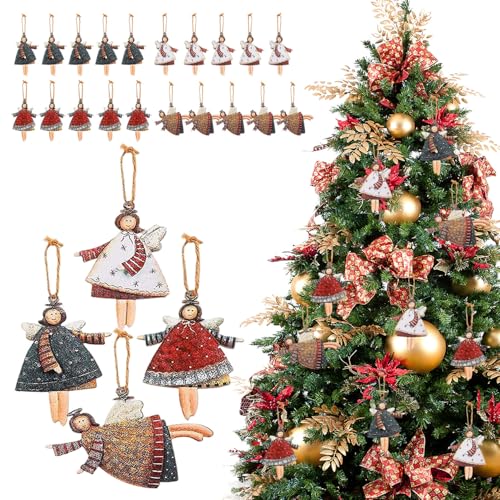 20 Stück Engel Christbaumschmuck, Weihnachtsbaum schmuck Engel, Holz...