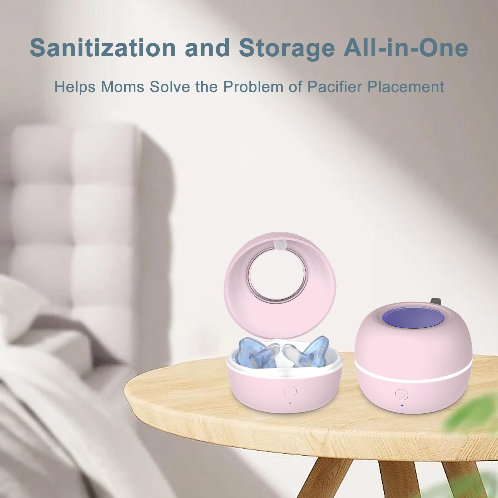 Igienizzante portatile per ciuccio, disinfettante con luce UV, pulito al 99,99% in 3 minuti, 90 cicli di disinfezione, ricaricabile tramite USB, disinfettante per ciuccio per bambini in