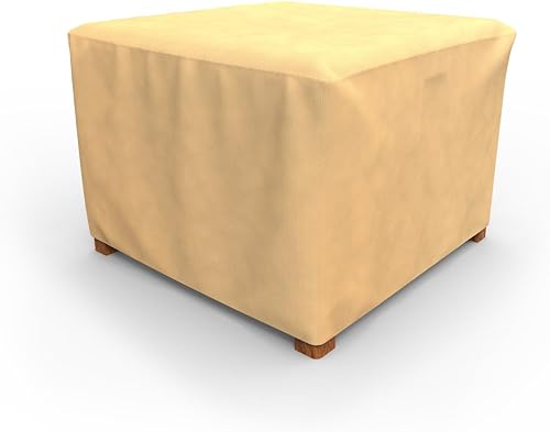 Budge P4A06SF1 - Mesa cuadrada para patio otomana para todas las estaciones, ligera, resistente a los rayos UV, tamaño mediano, color marrón