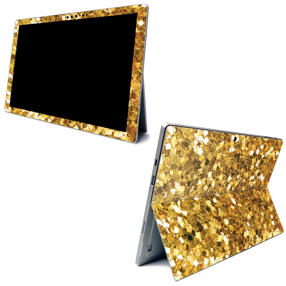 MightySkins Carbon Fiber Skin for Microsoft Surface Pro 7 - Gold Chips | Textured Carbon Fiber Finish | Easy to Apply, Remove, and Change Styles | Made in The USA