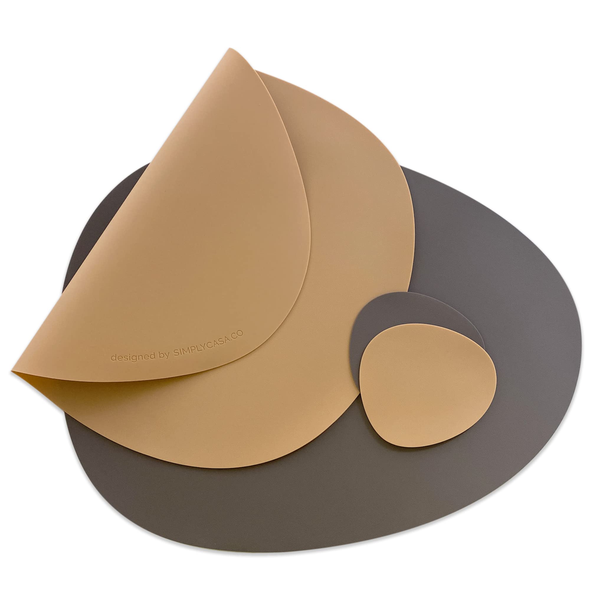 Silicone Placemat & Coaster Set (2 placemats & 2 Coasters/Pack of 4), Heat-Resistant Non-Slip Washable Table Mats, Modern Design Placemats