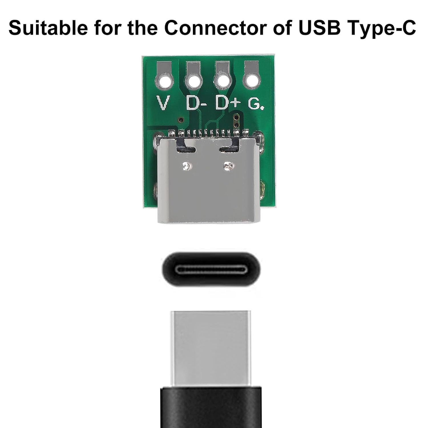 RUNCCI-YUN 20 Pcs Adaptateur USB C Carte Dérivation PCB 2,54 Mm - Connecteur Femelle Pour Soudure DIY Chargement Données