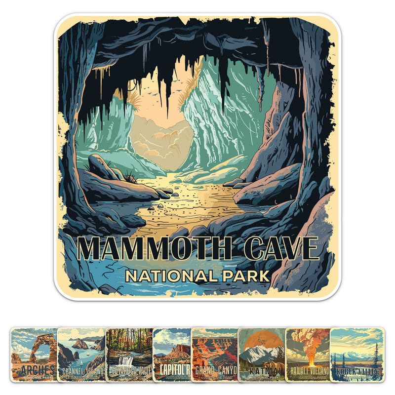 Generic Vintage Mammoth Cave National Park Sticker - Waterproof Durable Adhesive UV-Resistant Vinyl Decal for Car Bumper, Laptop, Water Bottle, Wall,