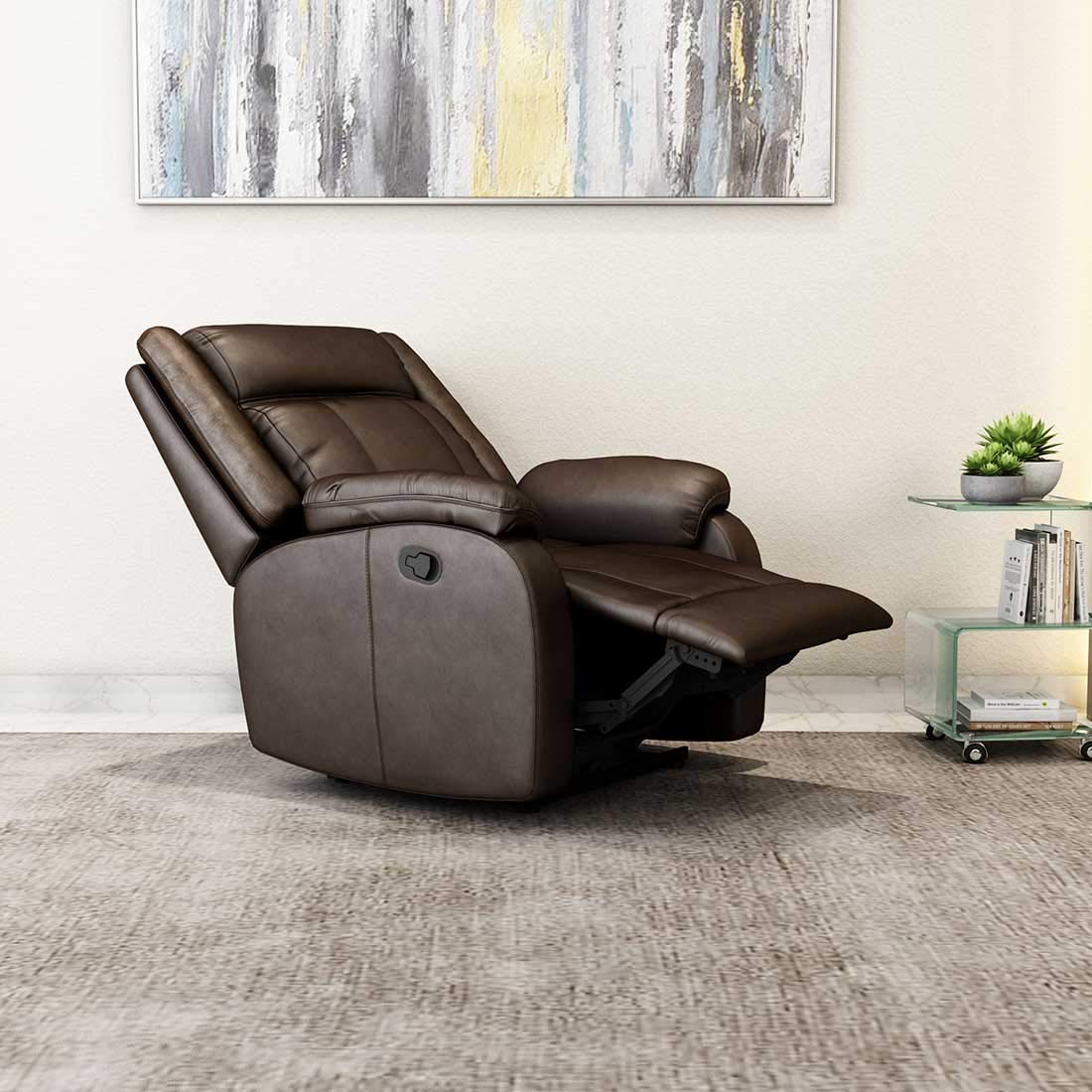 Nadim Handicraft Brown Leather Single Seater Recliner Amazon.in Home