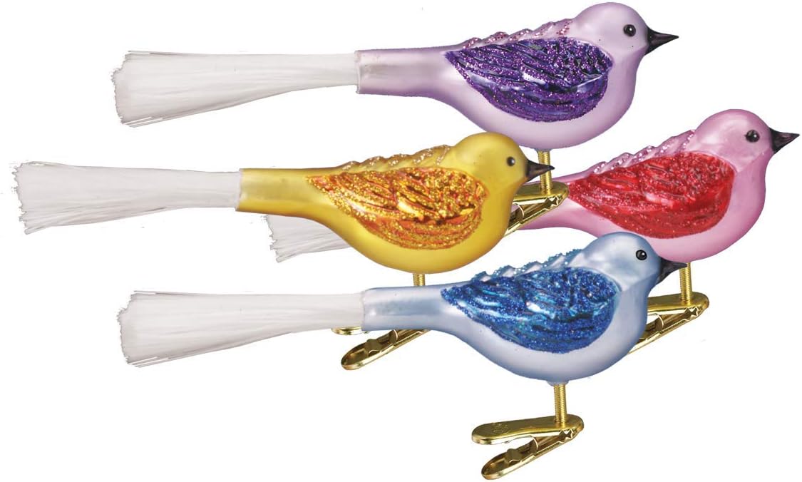 Old World Christmas Ornaments: Fat Glitter Bird Glass Blown Ornaments for Christmas Tree