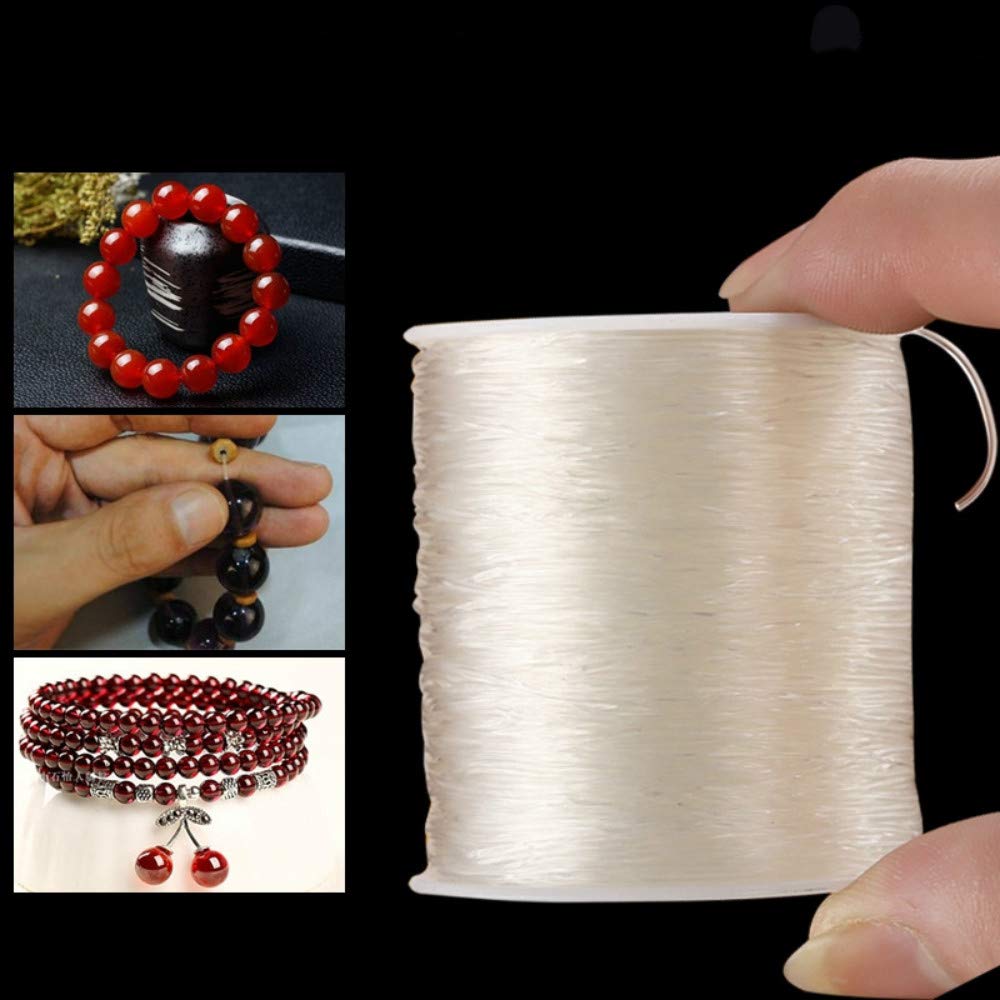 PLESIU - Cordón elástico transparente de 0,8 mm, hilo elástico para joyas, cuentas y pulseras, collares, 100 m/rollo (0,8 mm)