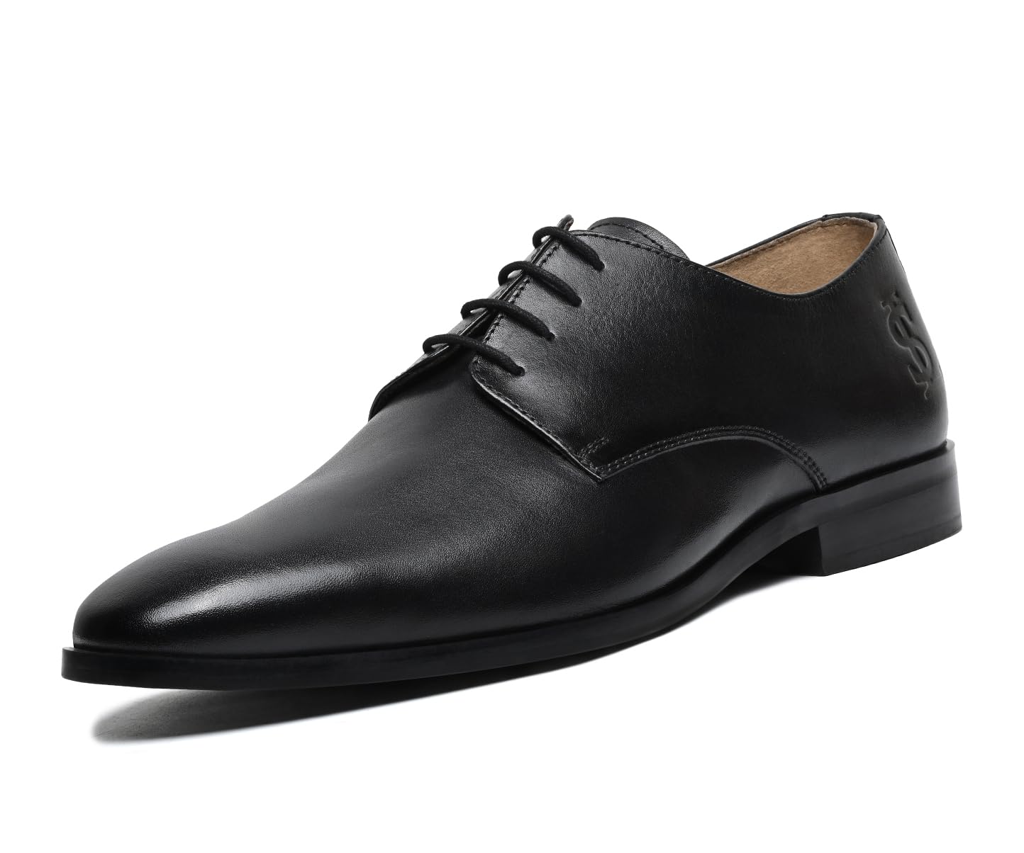 Men’s Jet Black Italian Crust Leather Derby Shoes| Formal Lace-Up Shoes for Men | Perfect for Business, Formal & Parties | LSVX-EUPLJB-image-10