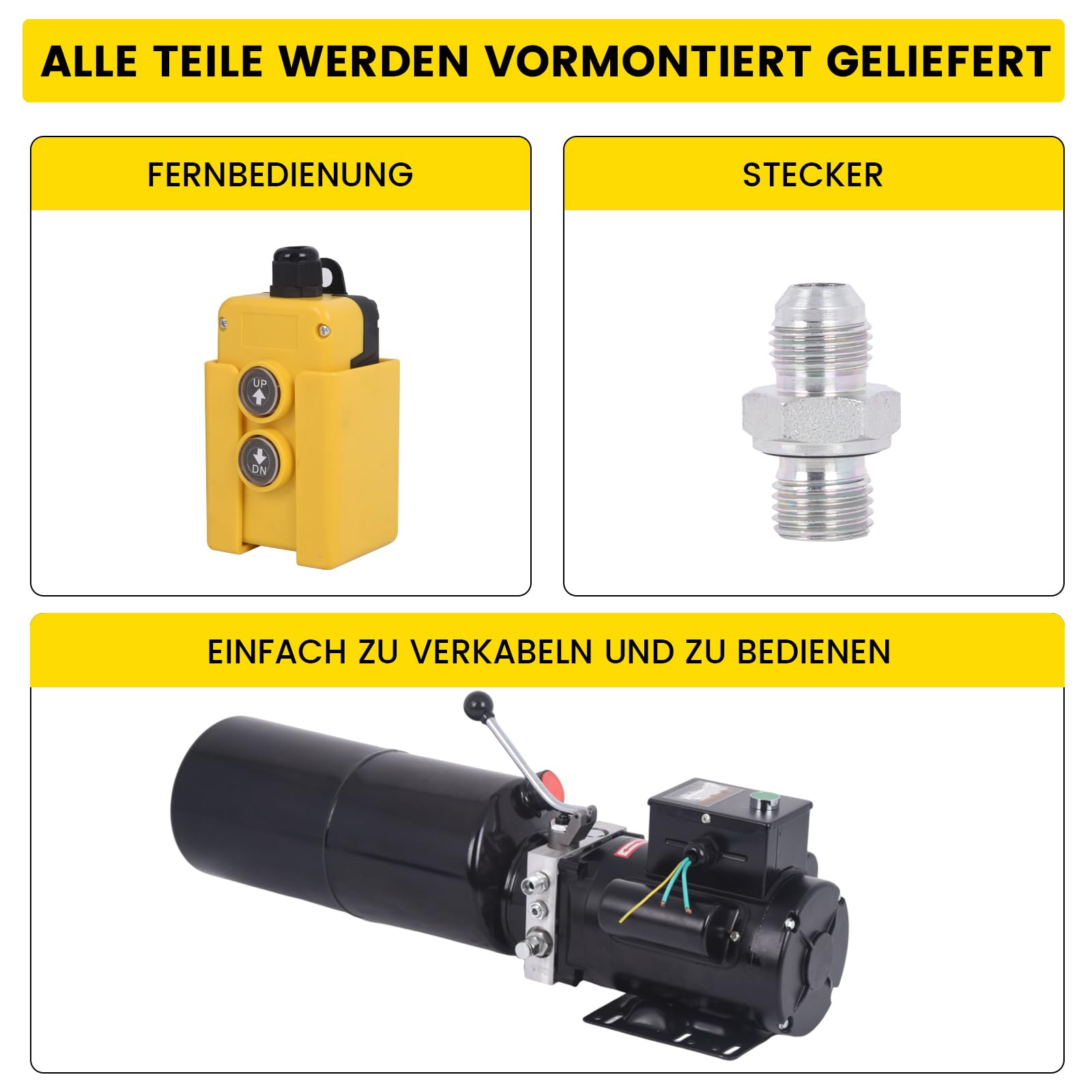 10L Hydraulikaggregat 2200W Einfachwirkend Hydraulikpumpe Kippanhänger AC 220V 3400 U/min für Gabelstapler, Hubarbeitsbühnen