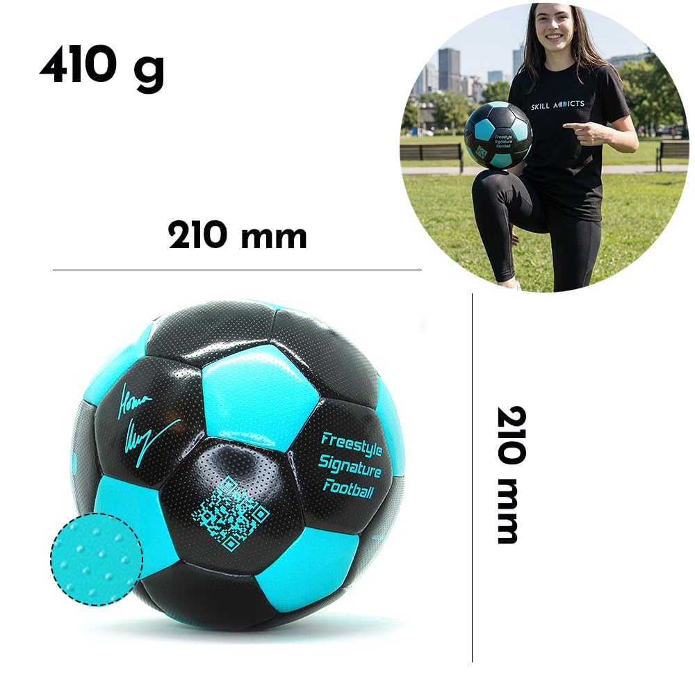 Freestyle Ball + Tasche, strukturiertes Leder, Größe 5, Fußball für Freestyle-Tricks, Straßen- und Indoor-Fußballtraining für Kinder und Erwachsene