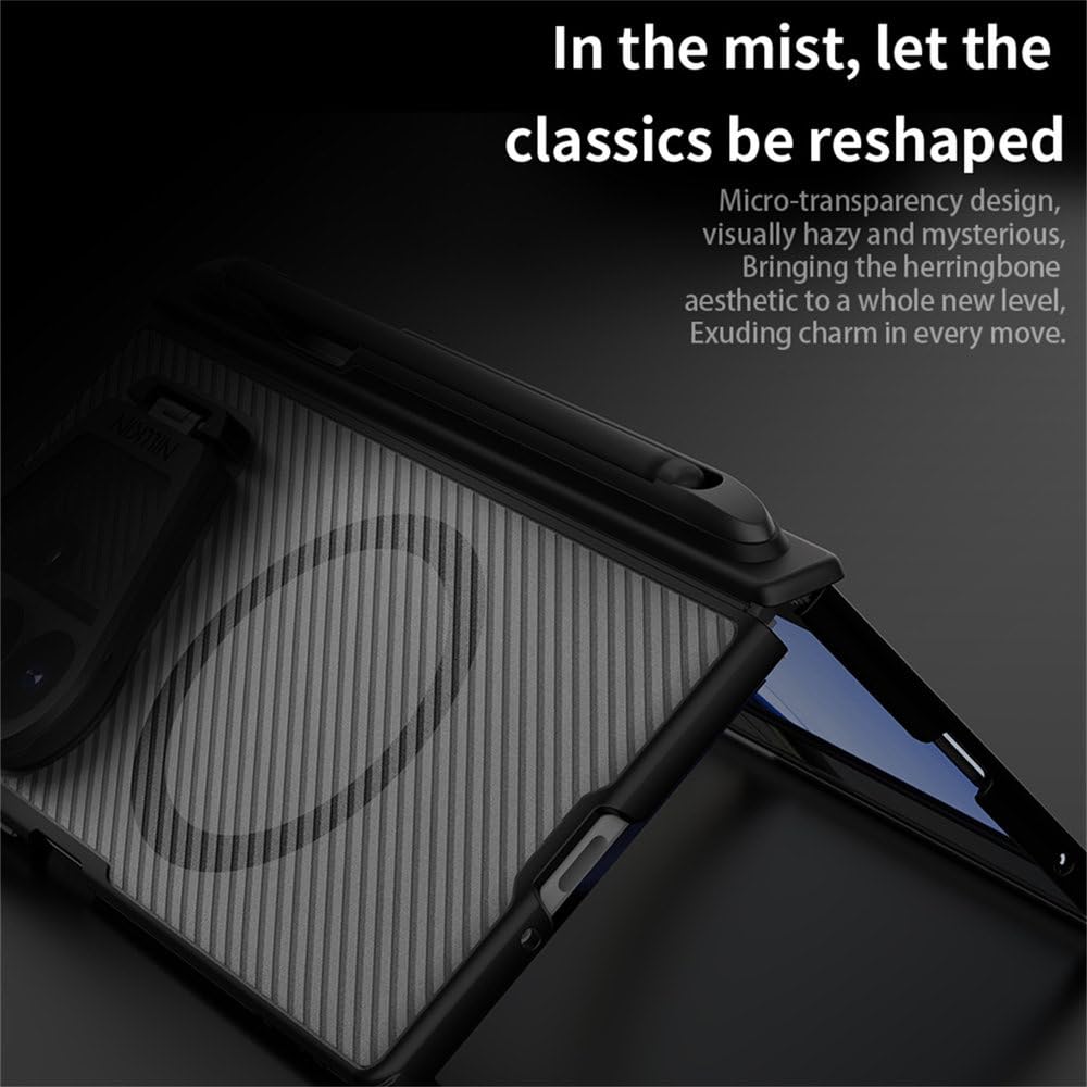 Custodia protettiva magnetica antiurto in PC per Samsung Galaxy Z Fold 8 Ultra, con supporto per obiettivo in lega di alluminio, colore nero, per Samsung Galaxy Z Fold 8 Ultra