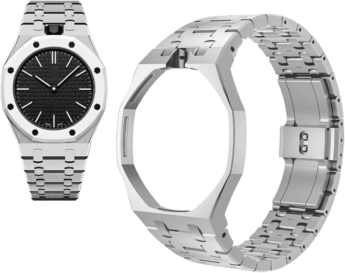 Kit di Modifica per Orologio Compatibile con S-Watch X AP Royal Pop Pocket Watch, Cassa in Acciaio Inossidabile Color Argento, Include Strumenti di Regolazione per La Silver