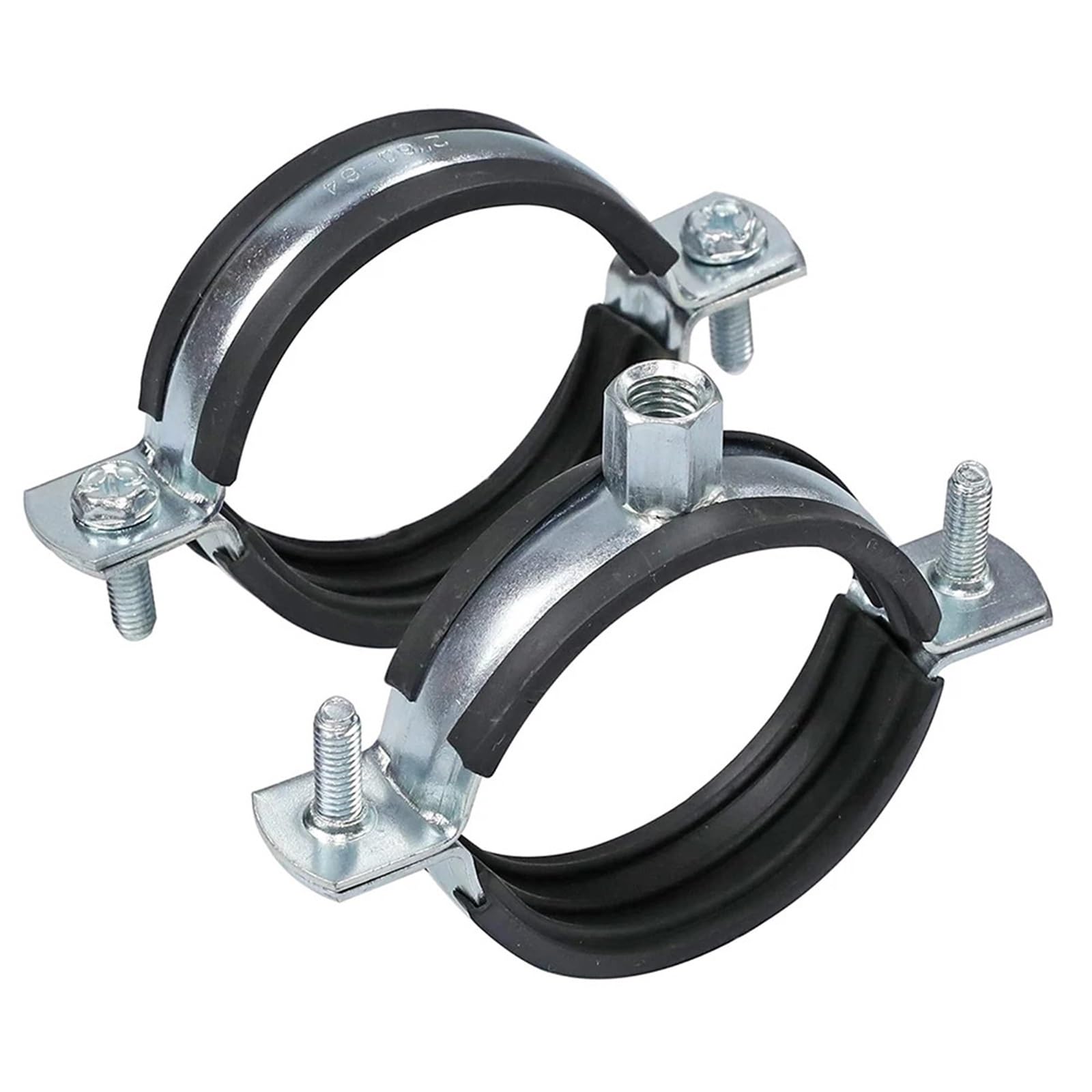 Colgador de tubos acero al carbono con anillo partido goma | Montaje en techo y pared de 15-315 mm: colgador de tubo galvanizado con anillo partido de goma(312-315mm,(2.5mm ))