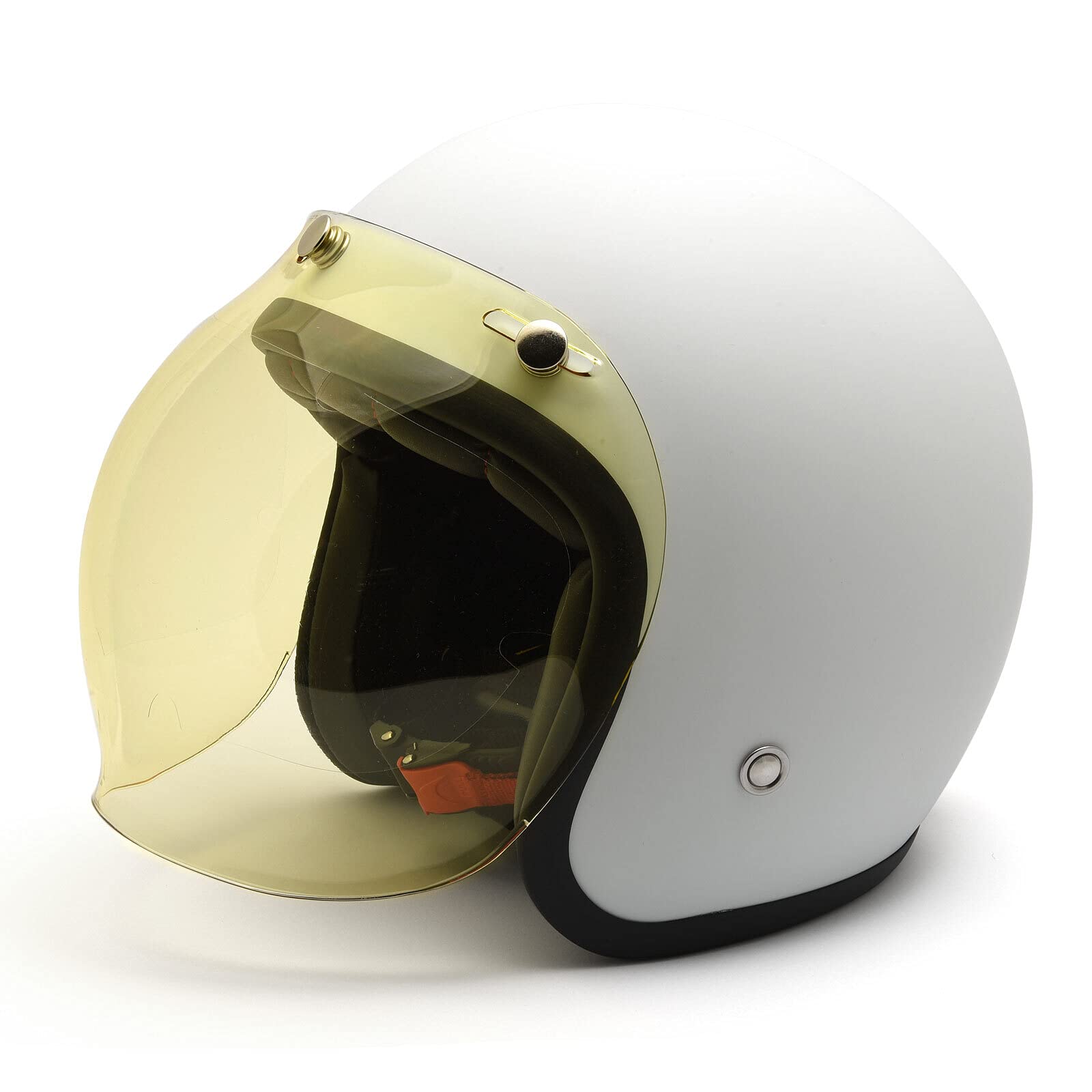 DOCK66 Riding Gear Bubble Visier Yellow Light – Jethelm Visier Hell Gelb Getönt für Nebel, Dämmerung & Schlechte Sicht – Schlagfestes Polycarbonat 3-Snap System