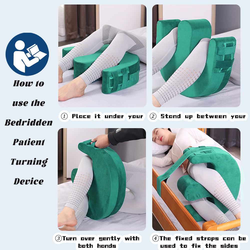 Dispositivo de giro para pacientes postrados en cama con correa de fijación y cinturón de elevación de traslado, juego de cinturón de elevación multifuncional, almohada giratoria para cama, reposo de