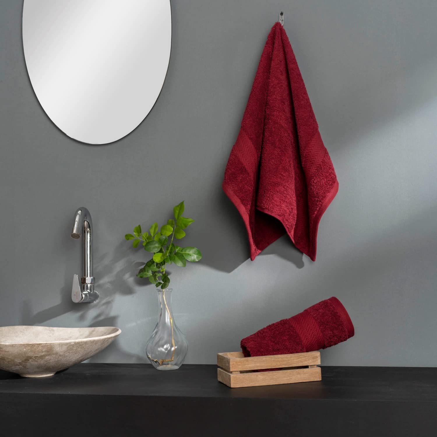 DDECOR White Cotton Hand Towels - Pack of 2 -12