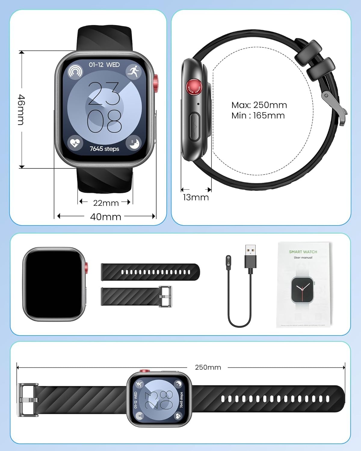 ECG Montre Connectée Smartwatch Santé: avec HRV IMC Appel Bluetooth 130+ Modes Sportif Sommeil Fréquence Cardiaque SPO2 Étanche Podomètre Fitness Tracker 1.97" Montre Sport Homme pour Android iOS