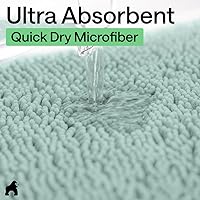 Vista 6 de Gorilla Grip - Tapete de baño afelpado, absorbente, peludo, de felpilla, para base de inodoro ovalada, reverso de goma, suave, de microfibra, Azul