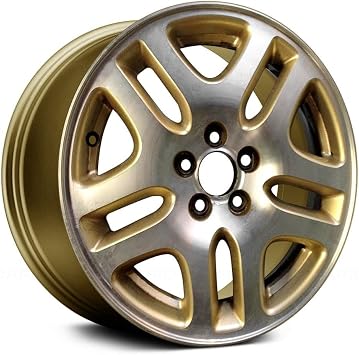 Double 5-Spoke Gold 16x6.5 Alloy Wheel | Factory Aluminum, Machined Bright Gold | Compatible with 2000-2004 Subaru Legacy