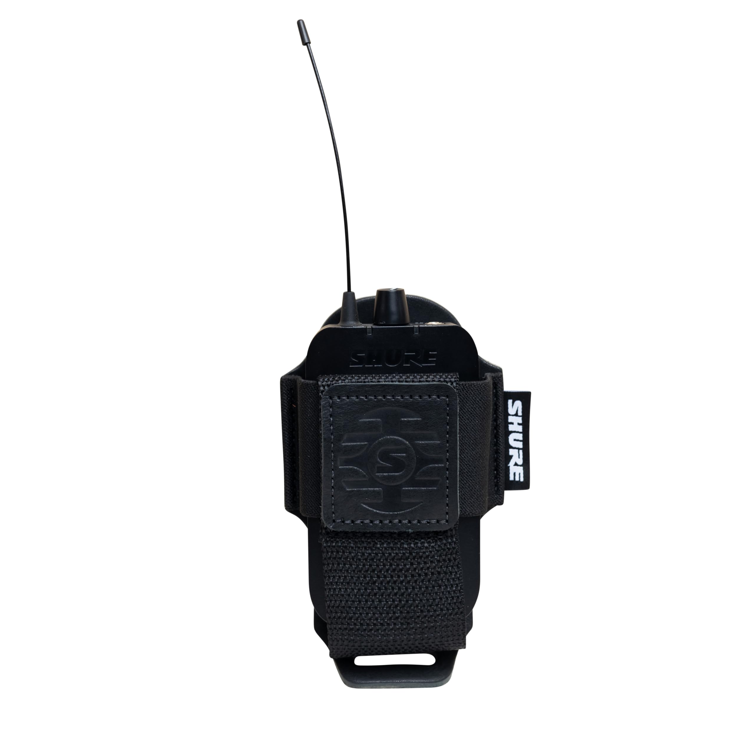 Shure by Gator Wireless Series; Estuche de cuero negro para transmisor wireless Shure Premium; (SH-BODYPACK-PBK-L)