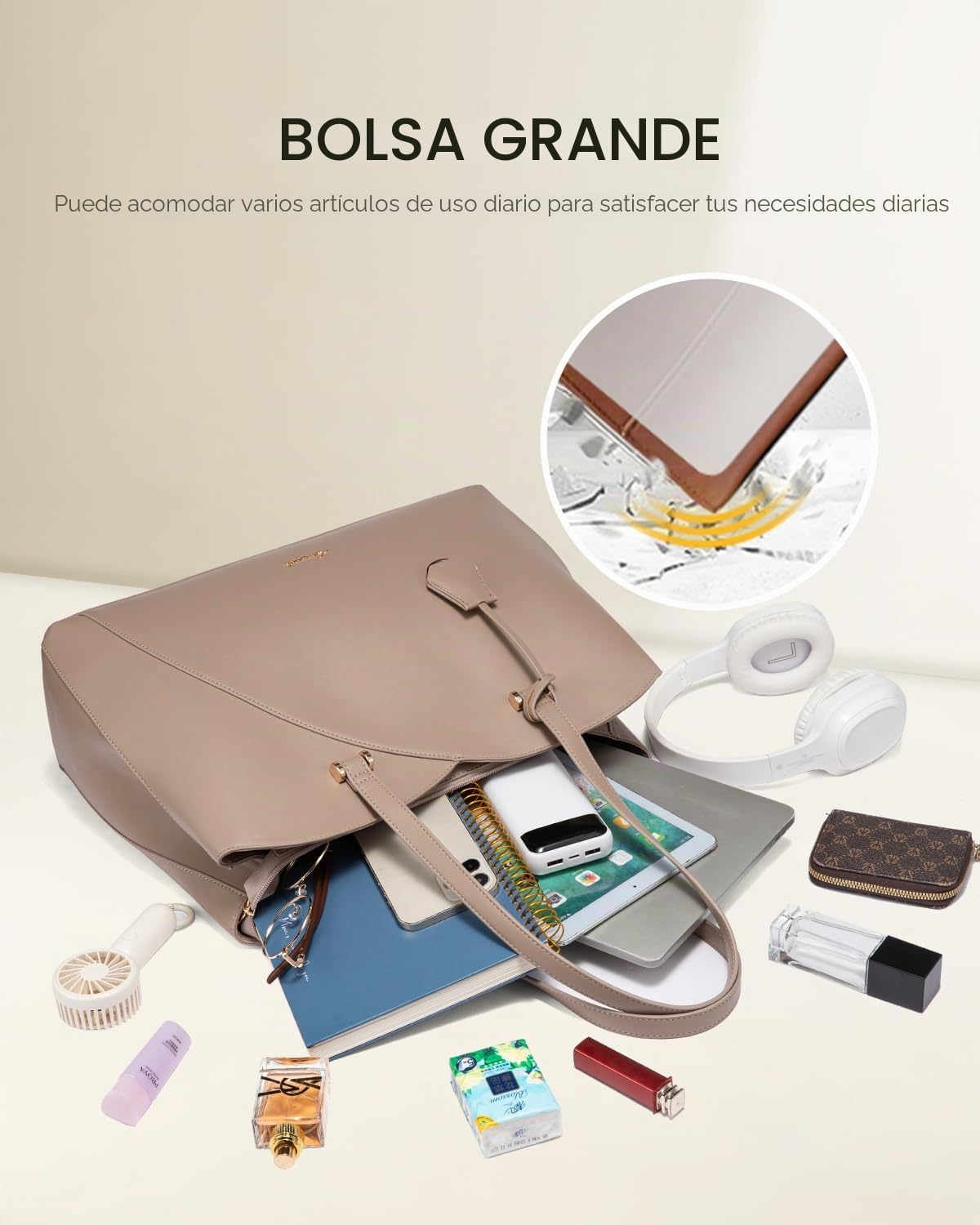 LOVEVOOK Bolso Grande Mujer, Bolso Universidad Bolso Ordenador Portatil, Tote Bag Bolsos Shopper para Universitarias Trabajo