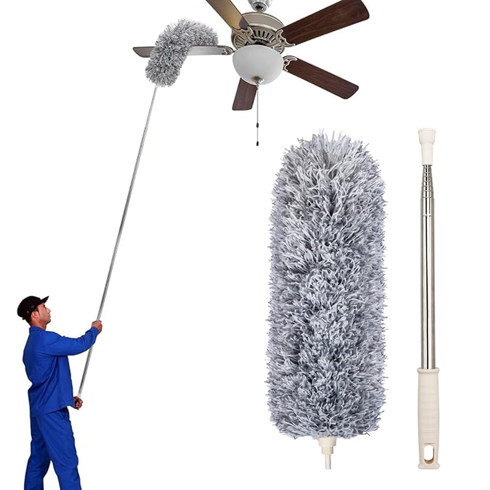 Khanakkltd Microfiber Ceiling Fan Duster with Extendable Handle, Bendable Head, and Washable Cover for Easy and Efficient Dust Removal and Cleaning up to 10 feet Long-picture-10