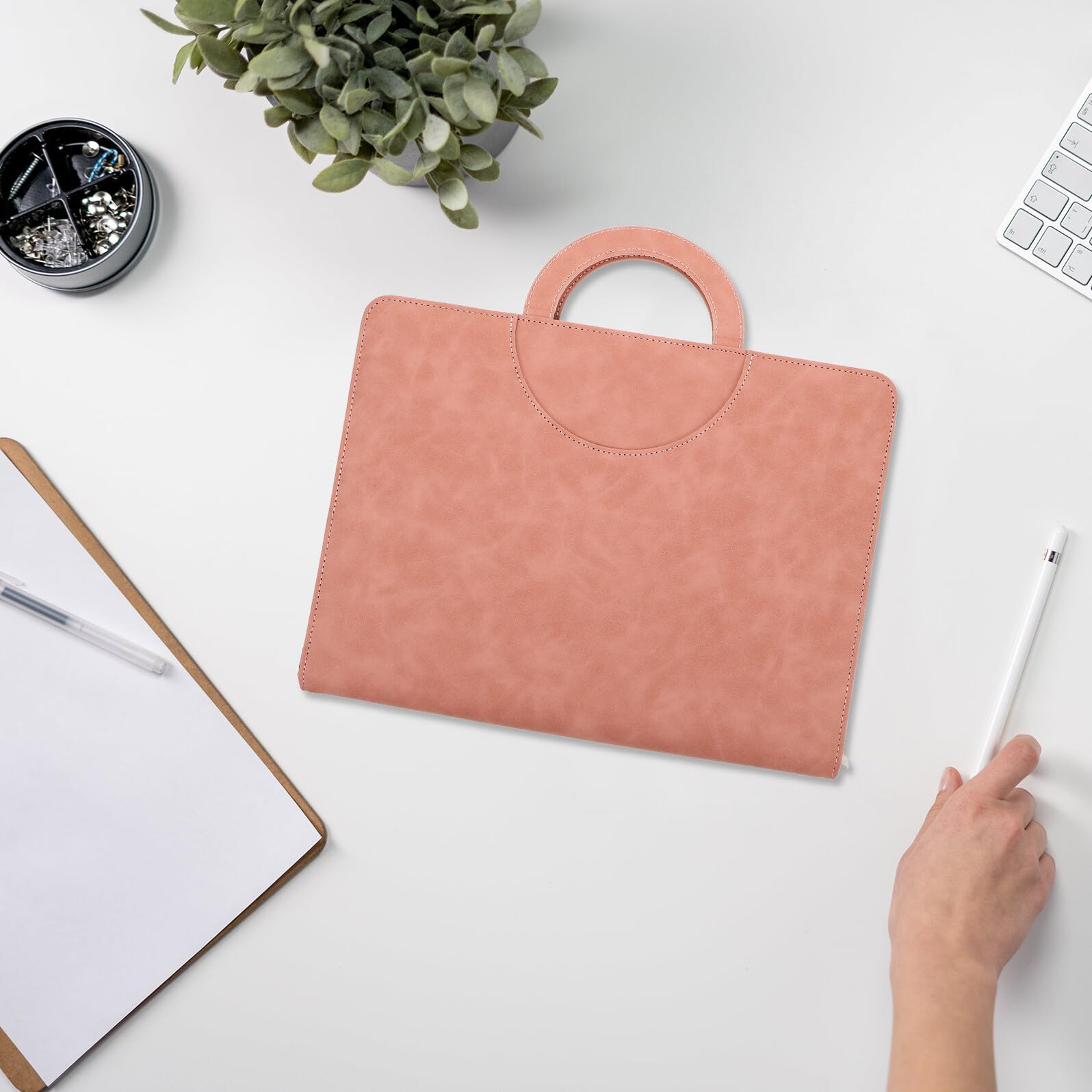 ULTECHNOVO Organizzatore di Documenti Multifunzionale in Pu con Chiusura a Zip, Borsa Portadocumenti A4 per Famiglia e Viaggi, Custodia Morbida per Certificati e Passaporti Rosa