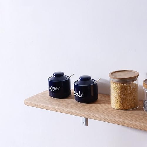 Miniatura 8 de ONTUBE Farmhouse - Tazones de pimienta y sal de 8 onzas con tapa y cuchara, ollas de cerámica para condimentos, recipiente de especias para cocina,