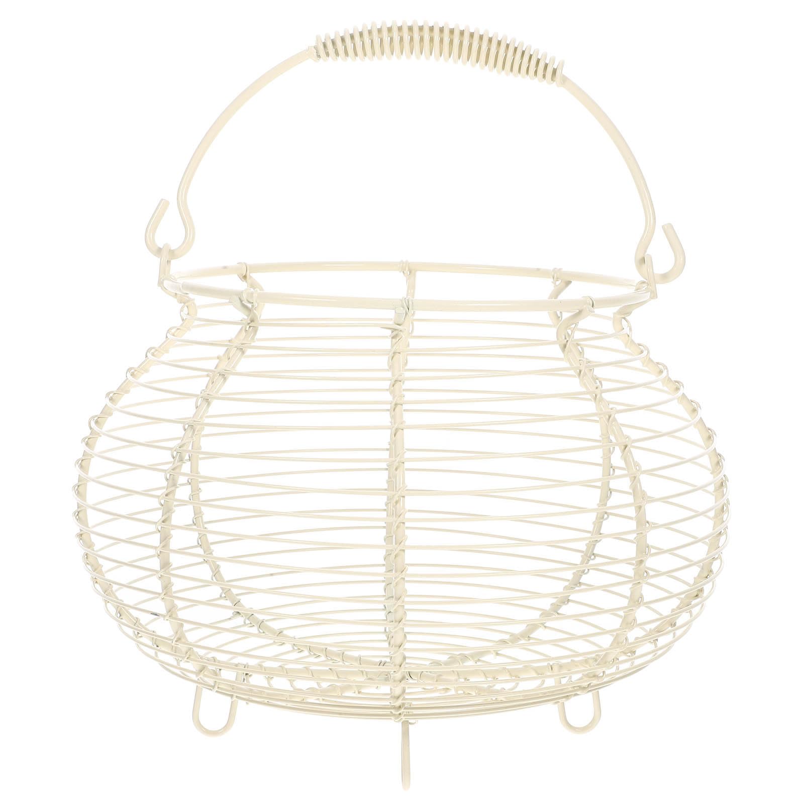 Cesta de alambre blanca para organizar frutas y huevos en la cocina u oficina
