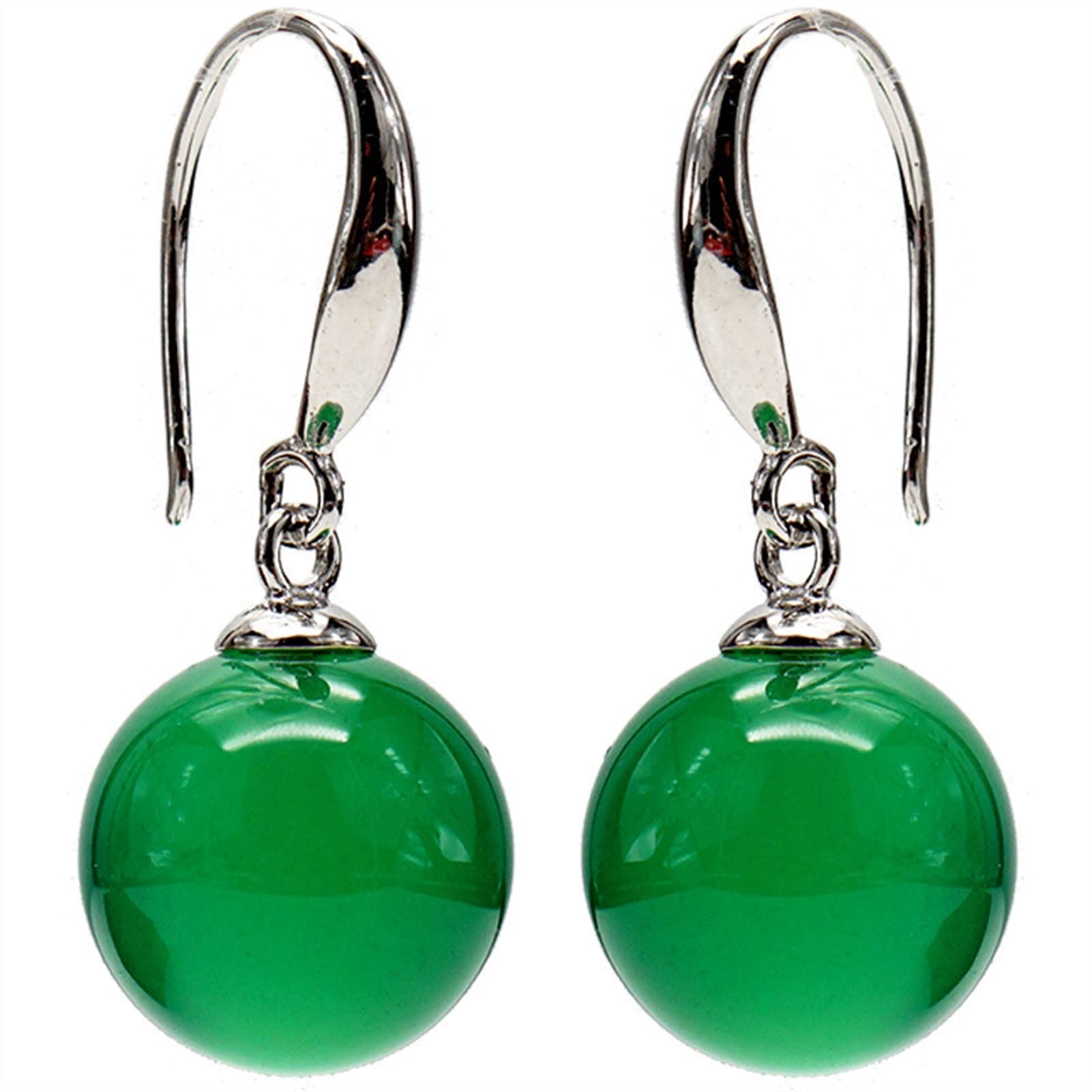 YZDKJ S925 Sterling Silver Color Natural Emerald Jewelry Earring Jade Silver 925 (Metal Color : Green)
