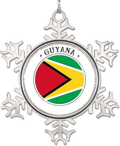 LITTLEGROVE SEEDS Adorno de bandera nacional de Guyana para decoración de árbol de Navidad, adorno de copo de nieve, recuerdo de ciudad de campo,